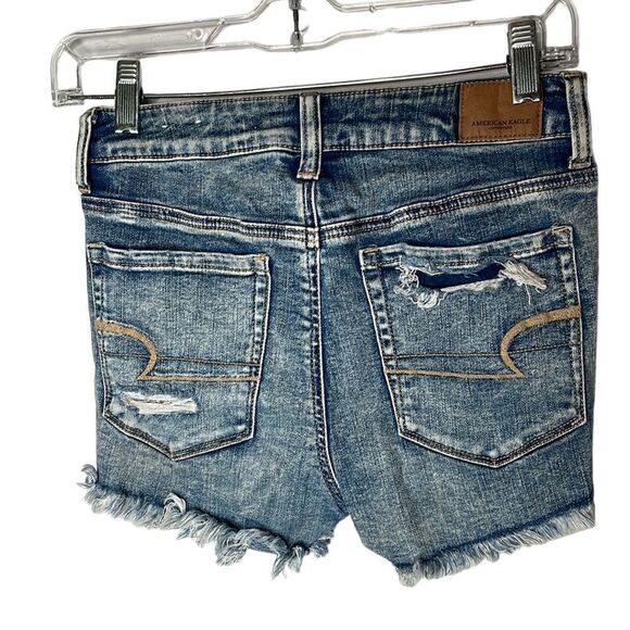 American Eagle High Rise Shortie Distressed Jean Shorts. Size 2. - Picture 3 of 11